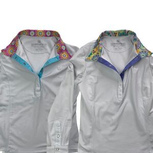 ROMFH Chill Factor Girls Show Shirts L White Floral Collar Lot of 2